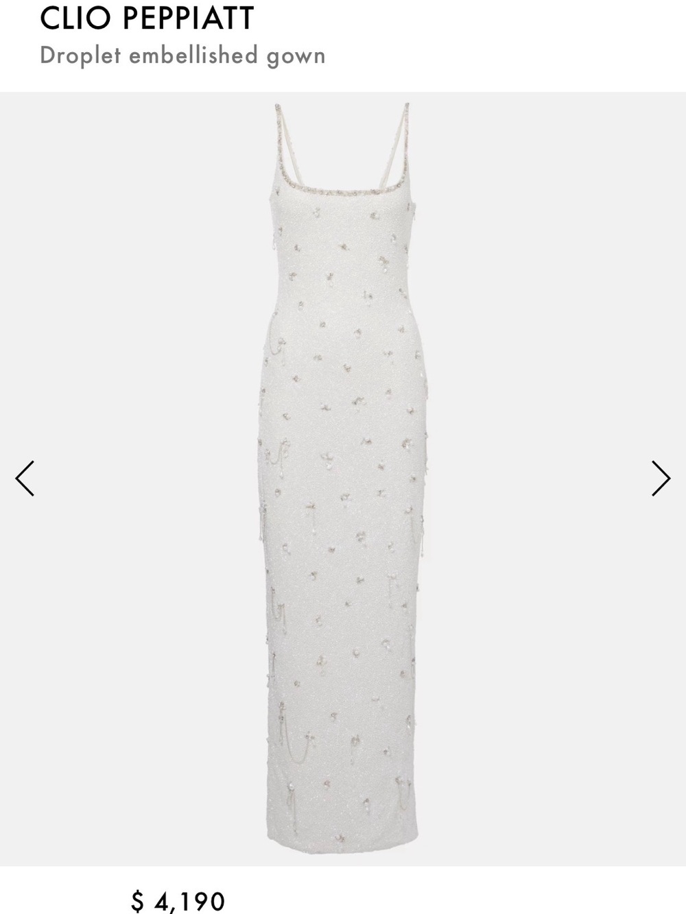 Clio Peppiatt Ivory Droplet-Embellished Slip Gown